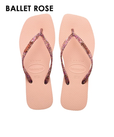【havaianas ハワイアナス】 レディース サンダル ラバービーチサンダル 【Slim Square Logo Metallic】 スリムスクエアロゴメタリック