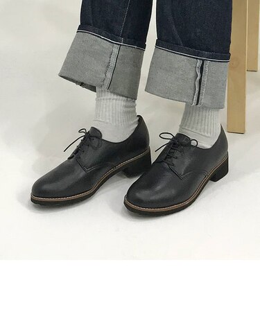 【本革】3.5cmヒールアーモンドトゥダービーシューズ