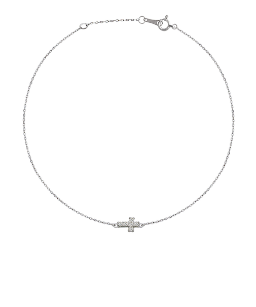 【選べる素材(K18 プラチナ)】ブレスレット レディース ブランド ダイヤモンド クロス パヴェ 0.1ct プラチナ PT900 ゴールド K18 18金 LPUC ララクリスティー