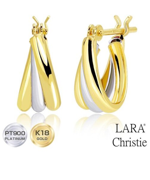 ピアス 18金 レディース メンズ フープ フープピアス 地金 プラチナ PT900 ゴールド K18 コンビピアス LPUC ララクリスティー