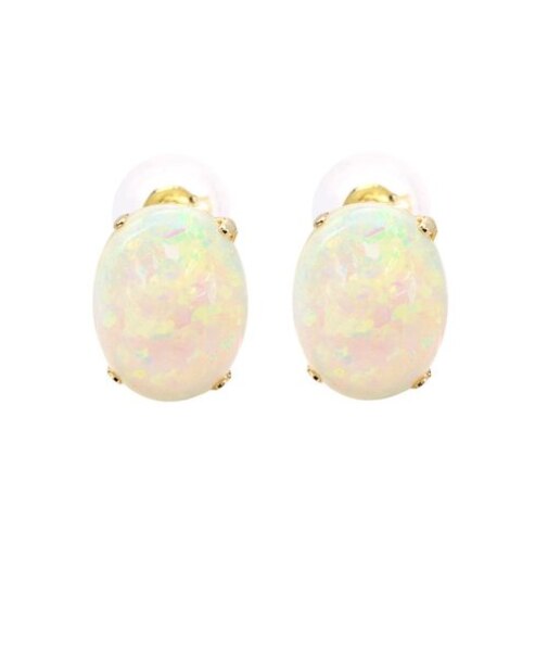 【選べる素材(K18 プラチナ)】ピアス 18金 レディース 天然オパール 10月 計2.0ct プラチナ K18 PT900 ゴールド カボションカット LPUC ララクリスティー