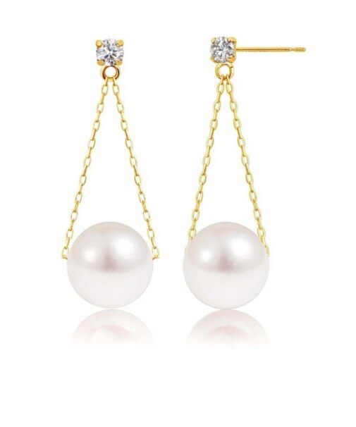 【選べる素材(K18 プラチナ)】ピアス あこや真珠 パール レディース アコヤ真珠 ダイヤモンド 計0.1ct 揺れる PT900 K18 ゴールド LPAC ララクリスティー