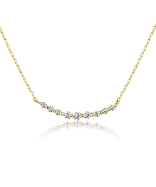 【選べる素材(K18 プラチナ)】ネックレス レディース 18金 プラチナ ダイヤモンド 計0.1ct スマイル ライン PT900 ゴールド K18 LPUC ララクリスティー