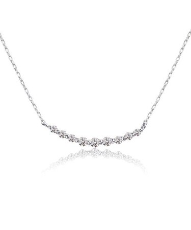 【選べる素材(K18 プラチナ)】ネックレス レディース 18金 プラチナ  ダイヤモンド 計0.1ct  スマイル ライン PT900 ゴールド K18 LPUC ララクリスティー
