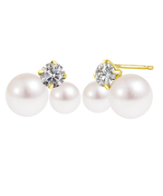 ピアス レディース アコヤ真珠 3~5.5mm 計 4珠 ダイヤモンド 計 0.18ct PT900 プラチナ K18 18金 ゴールド