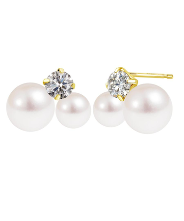 ピアス レディース アコヤ真珠 3~5.5mm 計 4珠 ダイヤモンド 計 0.18ct PT900 プラチナ K18 18金 ゴールド