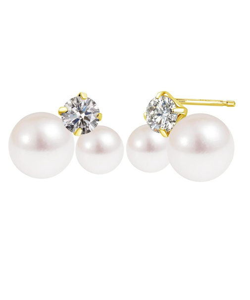 ピアス レディース アコヤ真珠 3~5.5mm 計 4珠 ダイヤモンド 計 0.18ct PT900 プラチナ K18 18金 ゴールド