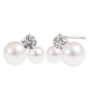 ピアス レディース アコヤ真珠 3~5.5mm 計 4珠 ダイヤモンド 計 0.18ct PT900 プラチナ K18 18金 ゴールド