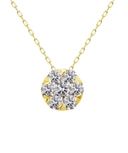 フラワー ダイヤモンド ネックレス 0.5ct PT900 プラチナ K18 18金