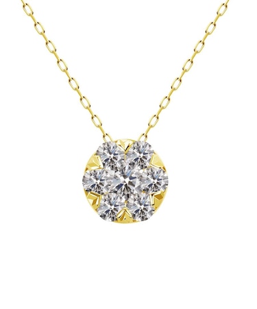 フラワー ダイヤモンド ネックレス 0.5ct PT900 プラチナ K18 18金