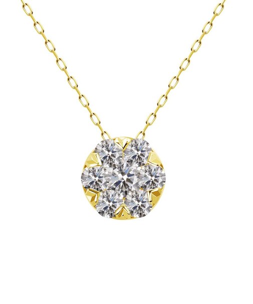 フラワー ダイヤモンド ネックレス 0.5ct PT900 プラチナ K18 18金
