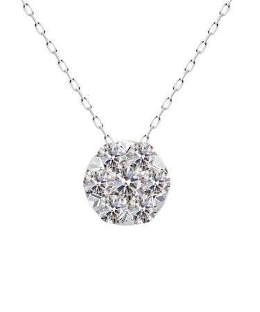 フラワー ダイヤモンド ネックレス 0.5ct PT900 プラチナ K18 18金