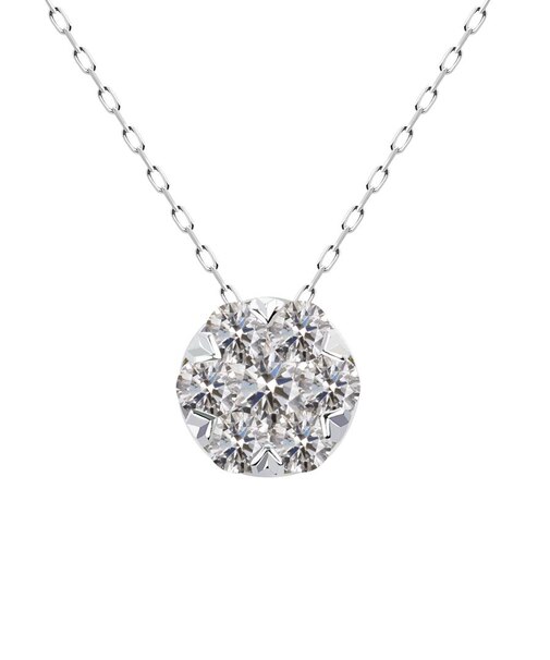 フラワー ダイヤモンド ネックレス 0.5ct PT900 プラチナ K18 18金