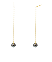 ピアス レディース あこや真珠 染め 黒 パール 5.0～6.0mm 2珠 PT900 K18 アメリカンピアス ララクリスティー