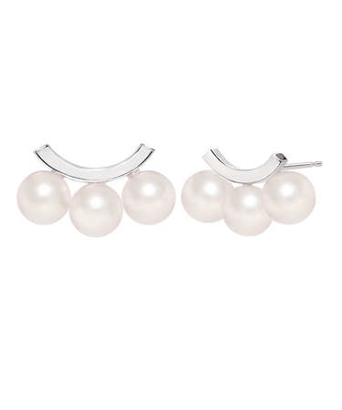 ピアス レディース あこや真珠 パール 5.0～6.0mm 6珠 PT900 K18 バー スマイル デザイン ララクリスティー