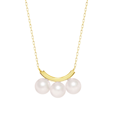 ネックレス レディース あこや真珠 パール 5.0～6.0mm 3珠 PT900 K18 バー スマイル デザイン ララクリスティー