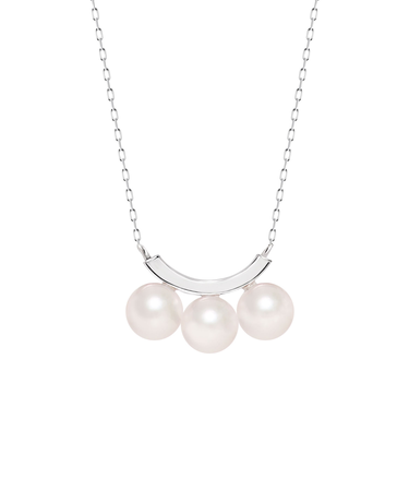 ネックレス レディース あこや真珠 パール 5.0～6.0mm 3珠 PT900 K18 バー スマイル デザイン ララクリスティー