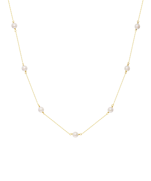 ネックレス レディース あこや真珠 パール 5.0～6.0mm PT900 K18 ステーションネックレス ララクリスティー