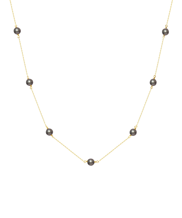 ネックレス レディース あこや真珠 染め 黒 パール 5.0~6.0mm PT900 K18 ステーションネックレス ララクリスティー