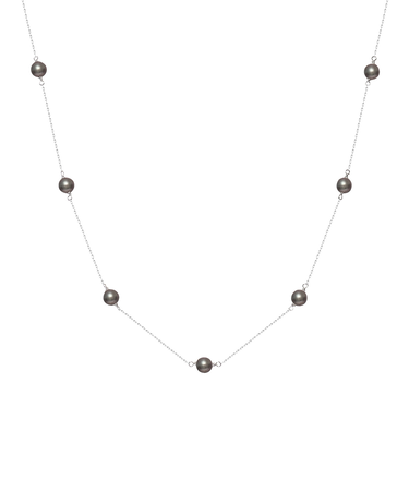 ネックレス レディース あこや真珠 染め 黒 パール 5.0~6.0mm PT900 K18 ステーションネックレス ララクリスティー