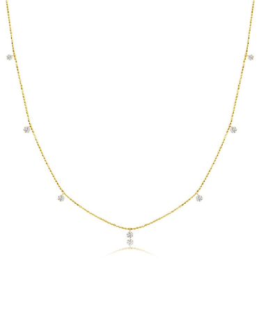 ダイヤモンド ステーション ネックレス 7ポイント 0.3ct PT900 プラチナ/K18 ゴールド