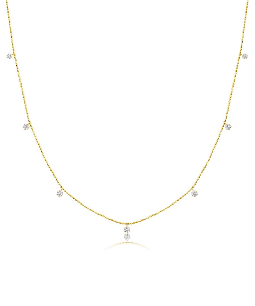 ダイヤモンド ステーション ネックレス 7ポイント 0.3ct PT900 プラチナ/K18 ゴールド