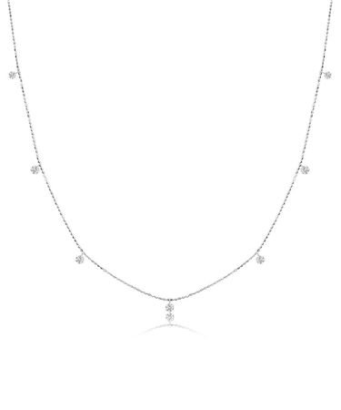 ダイヤモンド ステーション ネックレス 7ポイント 0.3ct PT900 プラチナ/K18 ゴールド