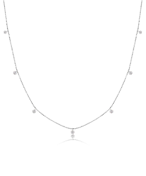 ダイヤモンド ステーション ネックレス 7ポイント 0.3ct PT900 プラチナ/K18 ゴールド