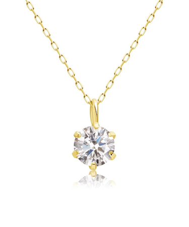 H&C ダイヤモンド 6本爪ネックレス 0.1ct PT900 プラチナ/K18 ゴールド
