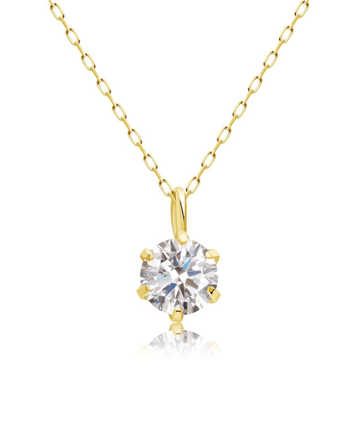 H&C ダイヤモンド 6本爪ネックレス 0.1ct PT900 プラチナ/K18 ゴールド