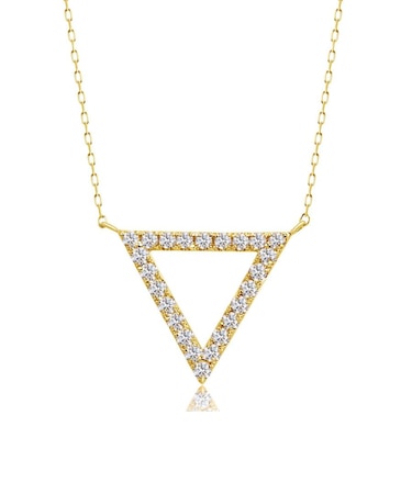 トライアングル ダイヤモンド ネックレス 0.3ct PT900 プラチナ/K18 ゴールド