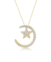 ムーン ダイヤモンド ネックレス 0.25ct PT900 プラチナ/K18 ゴールド