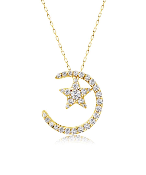 ムーン ダイヤモンド ネックレス 0.25ct PT900 プラチナ/K18 ゴールド