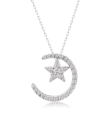 ムーン ダイヤモンド ネックレス 0.25ct PT900 プラチナ/K18 ゴールド