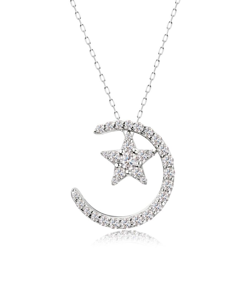 ムーン ダイヤモンド ネックレス 0.25ct PT900 プラチナ/K18 ゴールド