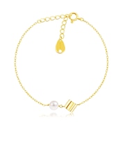 ブレスレット レディース アコヤ真珠 PT900 K18 18金 ゴールド K18 18金 ゴールド パールリーフ