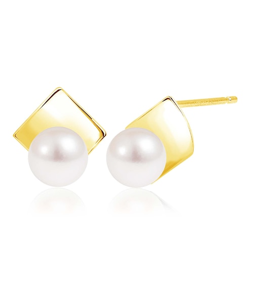 ピアス レディース アコヤ真珠 PT900 K18 18金 ゴールド パールリーフ