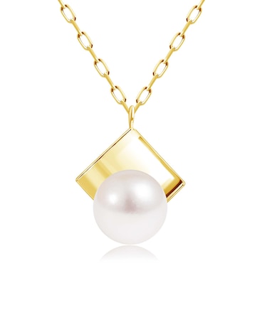 ネックレス レディース アコヤ真珠 PT900 K18 18金 ゴールド パールリーフ