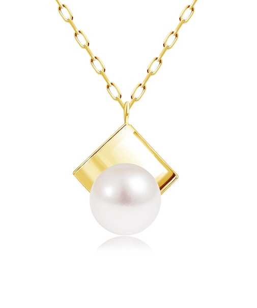 ネックレス レディース アコヤ真珠 PT900 K18 18金 ゴールド パールリーフ