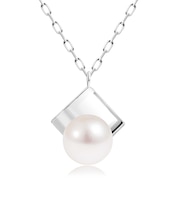 ネックレス レディース アコヤ真珠 PT900 K18 18金 ゴールド パールリーフ