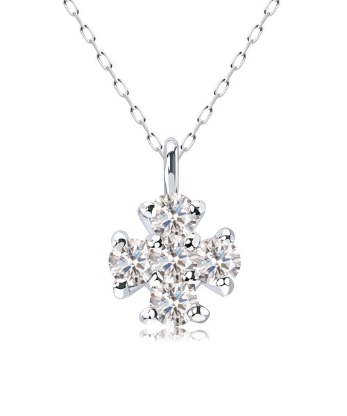 ネックレス レディース ダイヤモンド 0.1ct クロス 十字架 PT900 K18 
