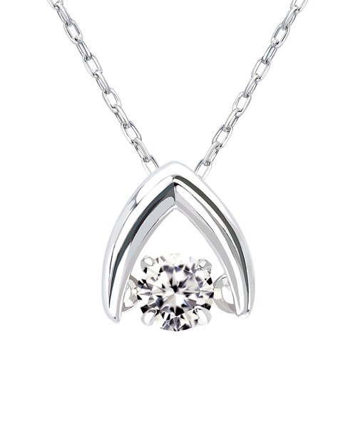 ネックレス レディース ダンシングストーン ダイヤモンド 0.1ct PT900 K18 18金 ゴールド