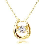 ネックレス レディース ダンシングストーン ダイヤモンド 0.1ct 馬蹄 PT900 K18 18金 ゴールド
