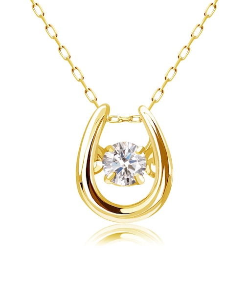 ネックレス レディース ダンシングストーン ダイヤモンド 0.1ct 馬蹄 PT900 K18 18金 ゴールド