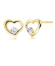 ピアス プティ レディース オープンハート 選べる12誕生石 K18 ゴールド