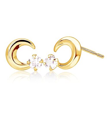 ピアス プティ レディース ムーン 選べる12誕生石 K18 ゴールド