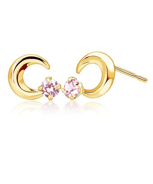 ピアス プティ レディース ムーン 選べる12誕生石 K18 ゴールド