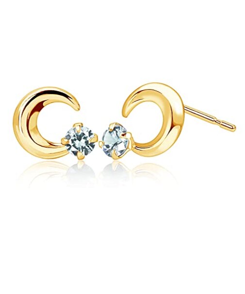 ピアス プティ レディース ムーン 選べる12誕生石 K18 ゴールド