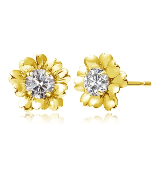 ダイヤモンドピアス 計 0.2ct フラワー Pt900 プラチナ K18 18金