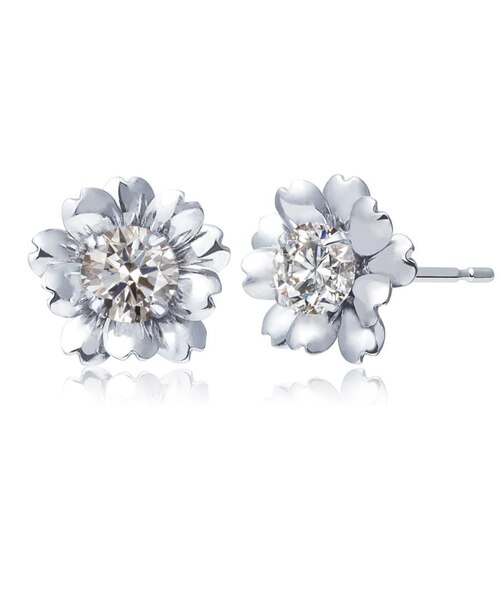 ダイヤモンドピアス 計 0.2ct フラワー Pt900 プラチナ K18 18金